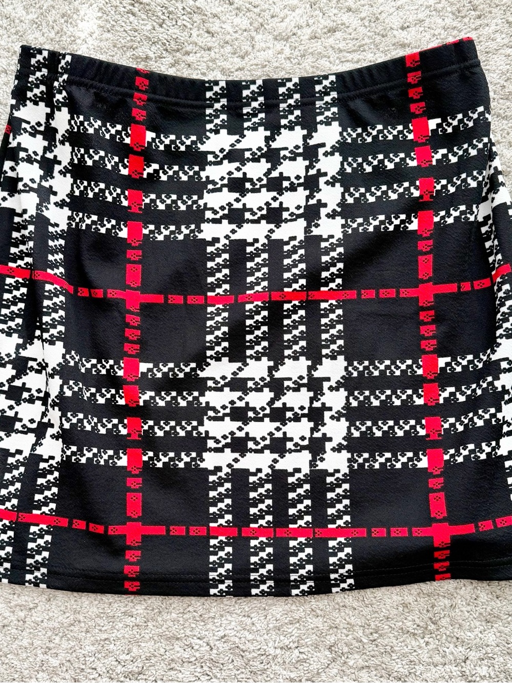 Plaid Pattern Black, White & Red Women’s Skirt
